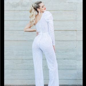 White sequin jumpsuit